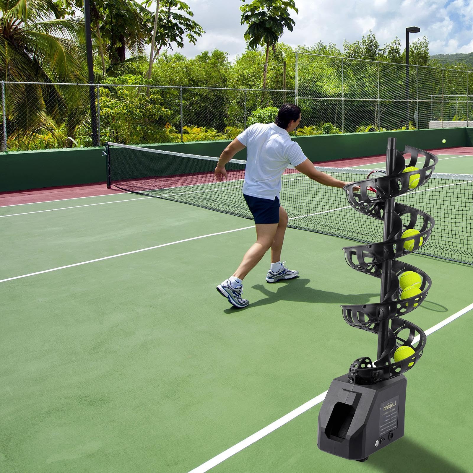 Machine de tennis, lanceur de balles automatique, machine de service de tennis, lanceur de balles portable, équipement de pratique de tennis, machine de capacité de 33 balles pour la pratique