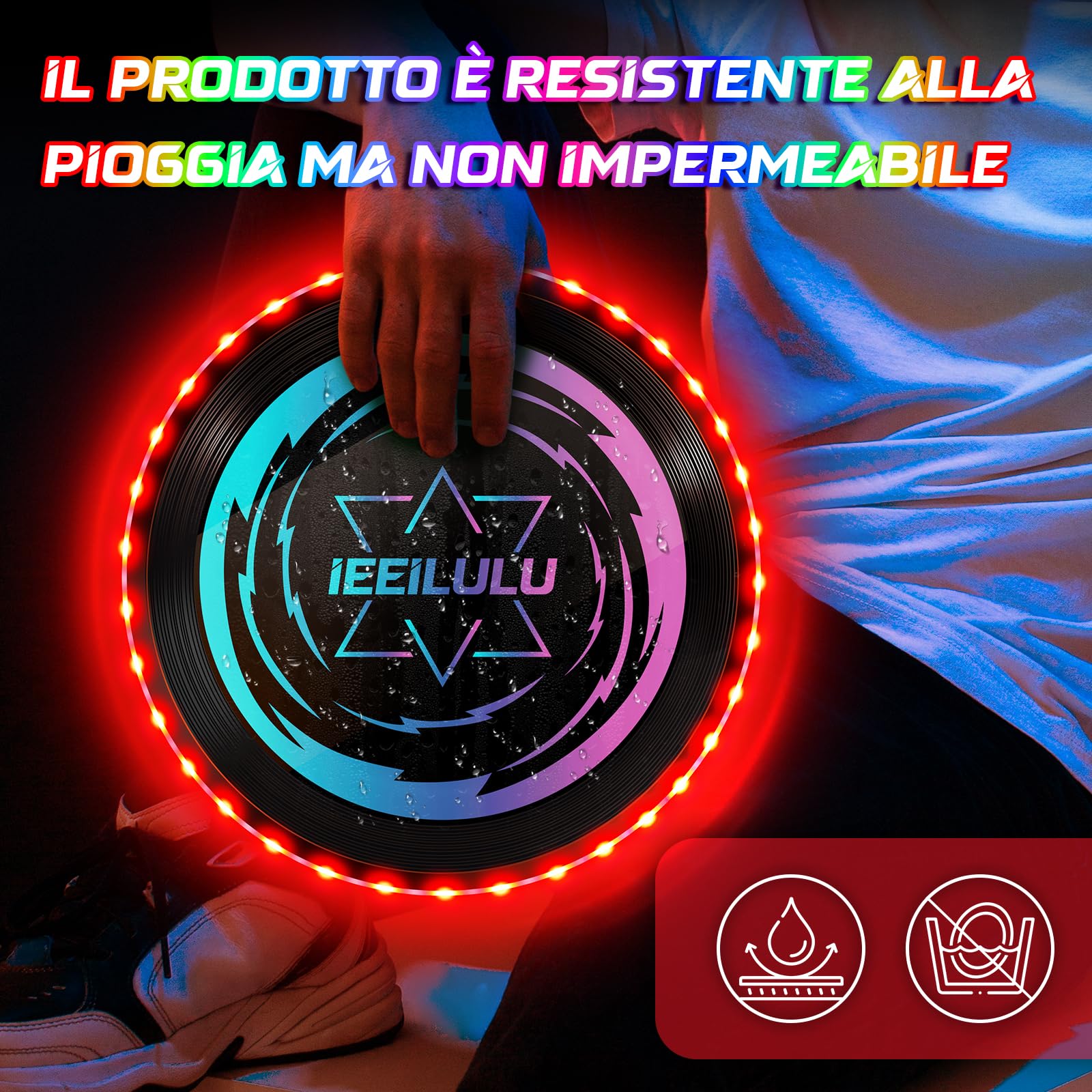 Disco da Lancio Illuminato 49 LED Frisbee da Competizione Funsport per Adulti Bambini
