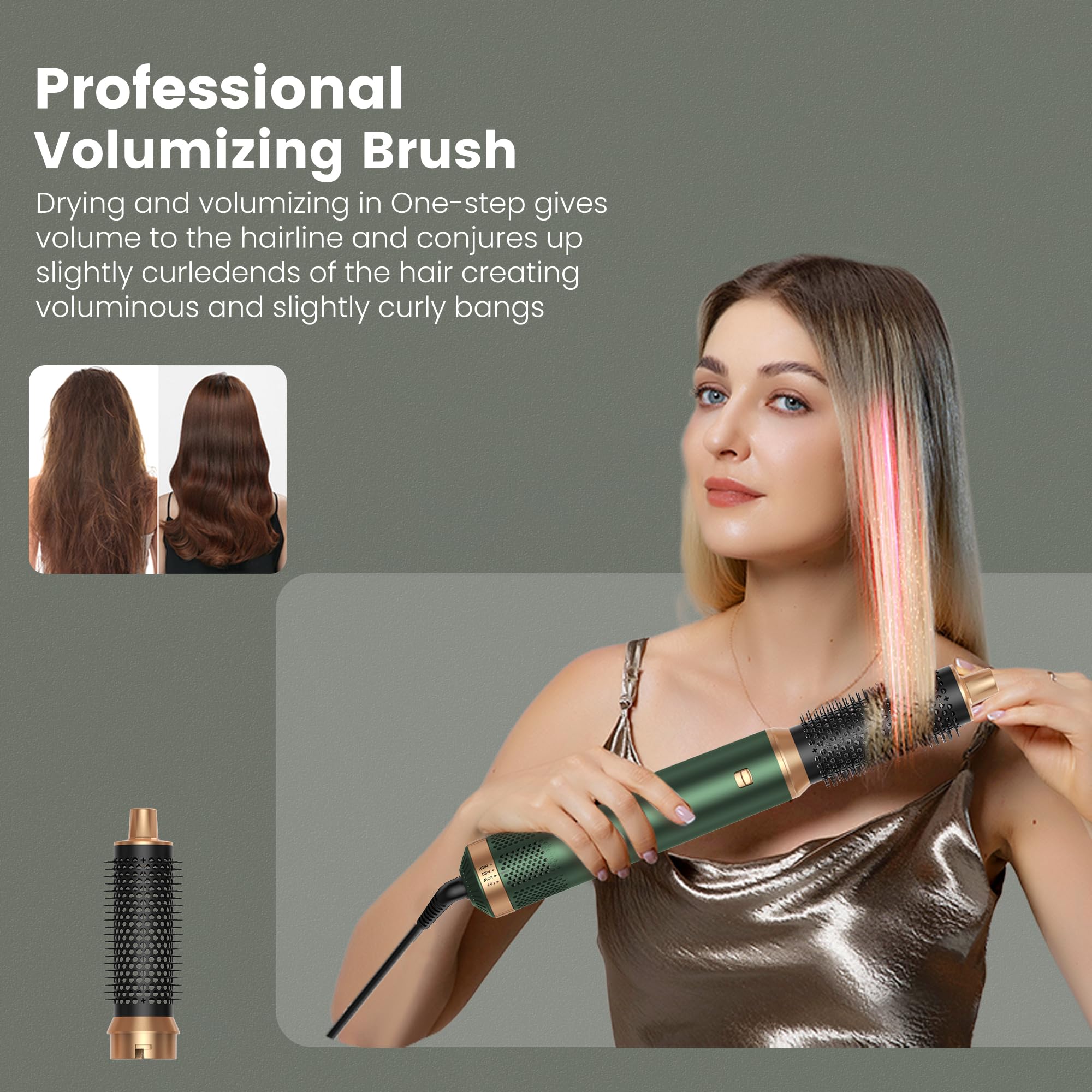 Air styler pro 5 en 1 Secador Moldeador de Pelo 5 Cabezales Intercambiables 3 Temperaturas moldeador pelo Cepillo Secador Pelo uego de Brochas para Secar el cCabello
