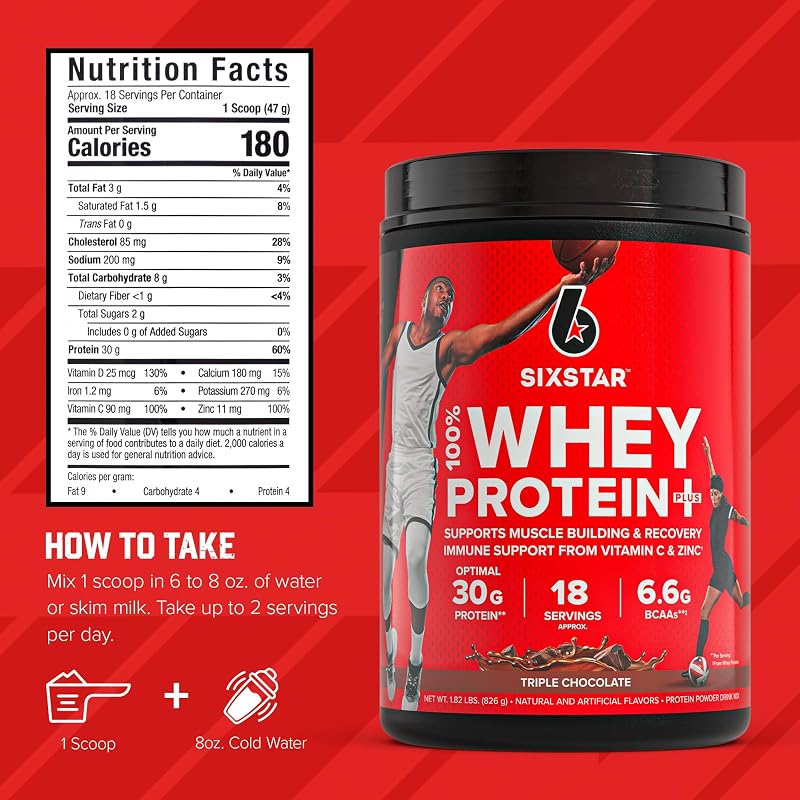 Six Star Whey Protein Powder Plus - Triple Chocolate, 1.82LB image 5