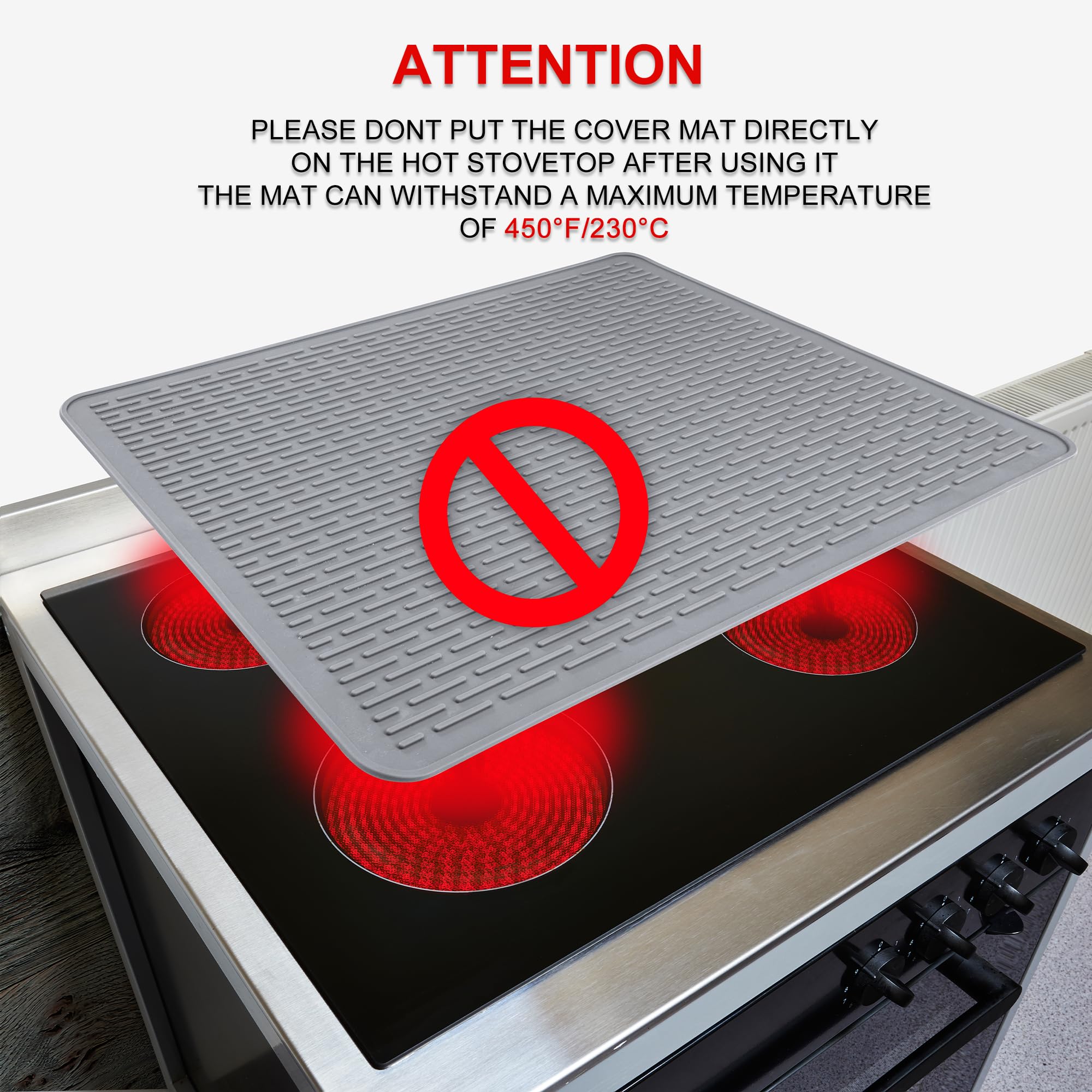 Cubiertas superiores de silicona para estufa eléctrica, 28 x 20 pulgadas, protector de cocina de vidrio extra grande, tapete de silicona resistente al calor, cubierta de estufa de caravana,