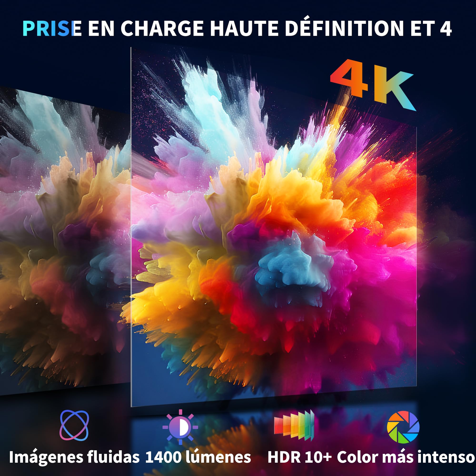 [Apps intégrées & 2026 Upgraded] Mini Vidéoprojecteur Supporte 4K 1080P avec 5G WiFi 6 Et BT 5.2 Le Projecteur Soutien Rotation 180° Portable Projecteur Video Applicable Laptop/HDMI/TV Stick,Violet