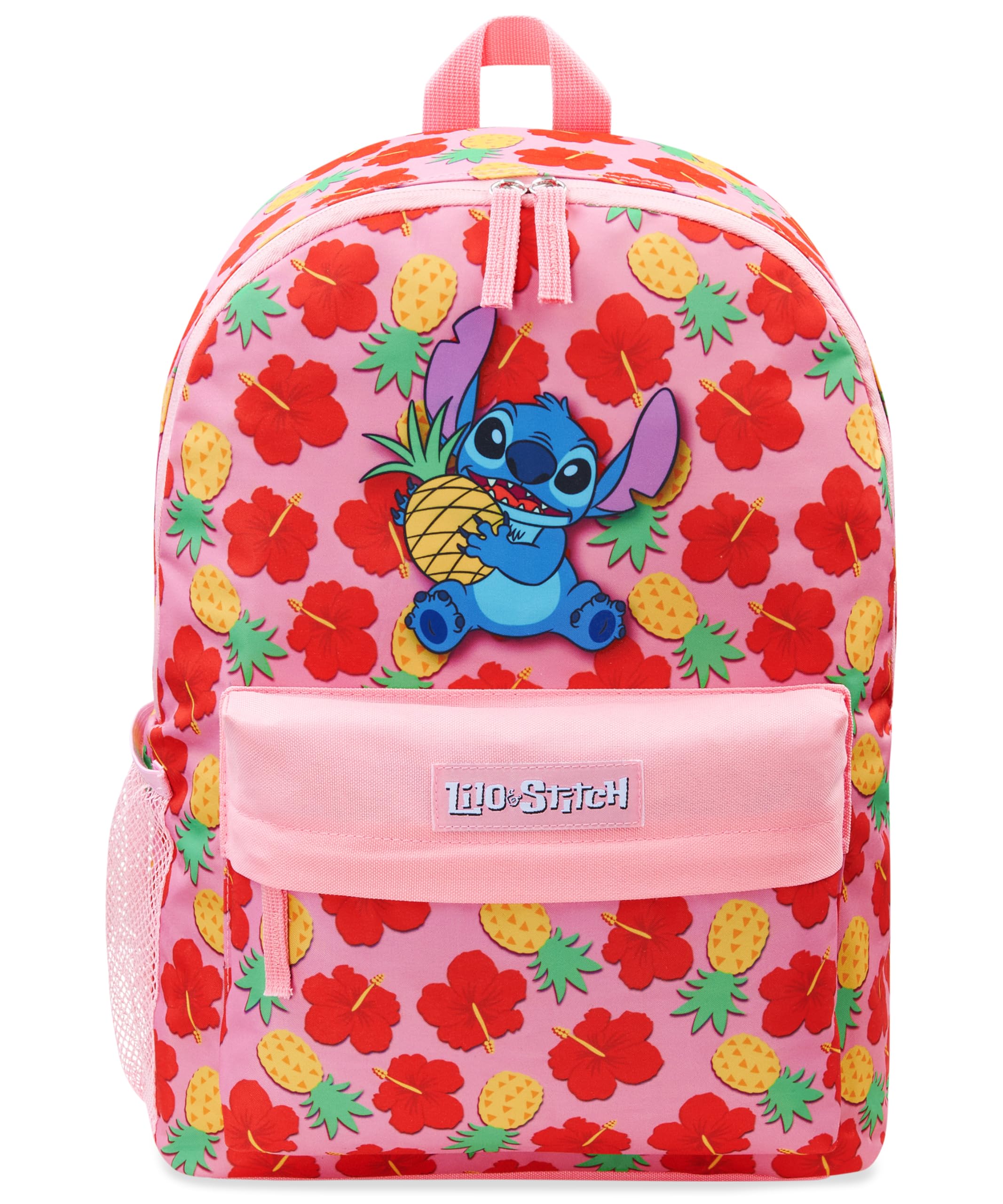 Disney Stitch Backpack for Girls Teens School Bag Kids Book Bag School Supplies Gifts (Pink/Red)