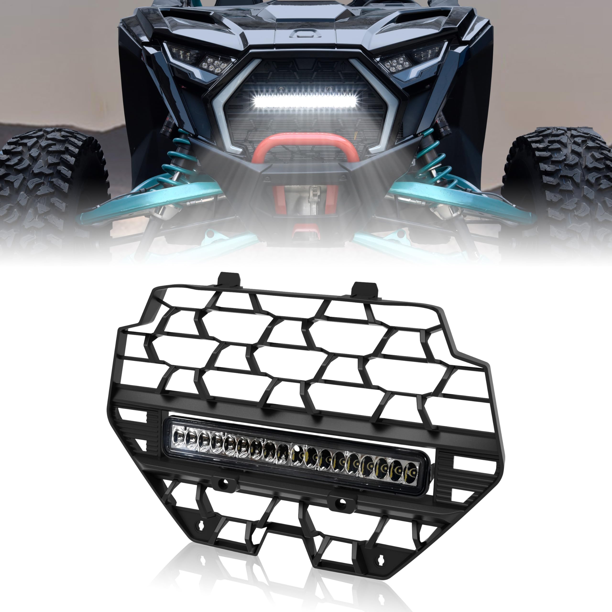 Amazon.com: POKIAUTO Front Grill with LED Light Bar for Polaris