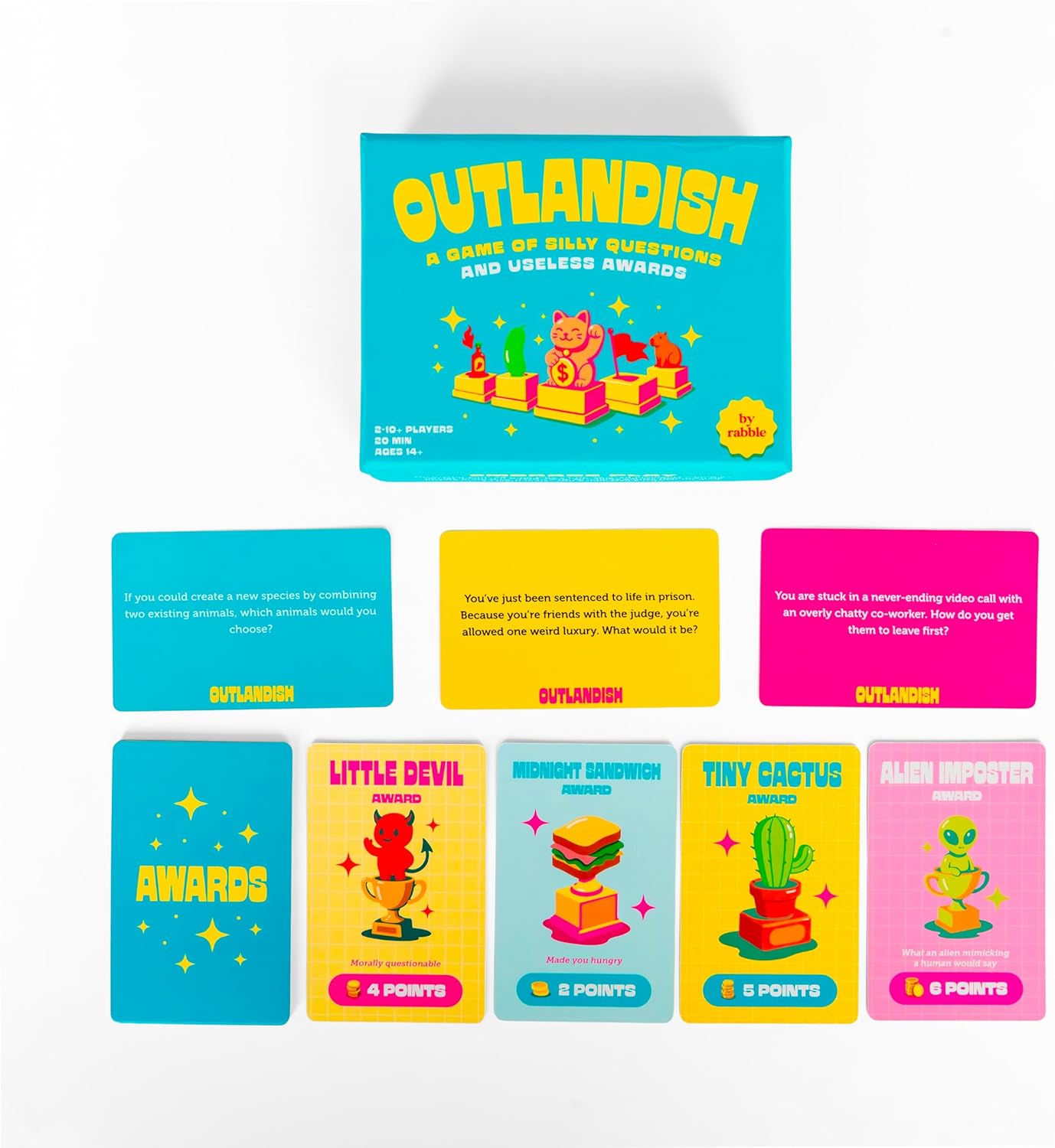 Rabble Outlandish - Answer Silly Questions and give Out Useless Awards | 2-10 Players | 150 Questions and 75 Awards