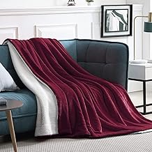 Walensee Sherpa Fleece Blanket (Twin Size 60”x80” Burgundy) Plush Throw Fuzzy Super Soft Reversible Microfiber Flannel Blankets for Couch, Bed, Sofa Ultra Luxurious Warm and Cozy for All Seasons