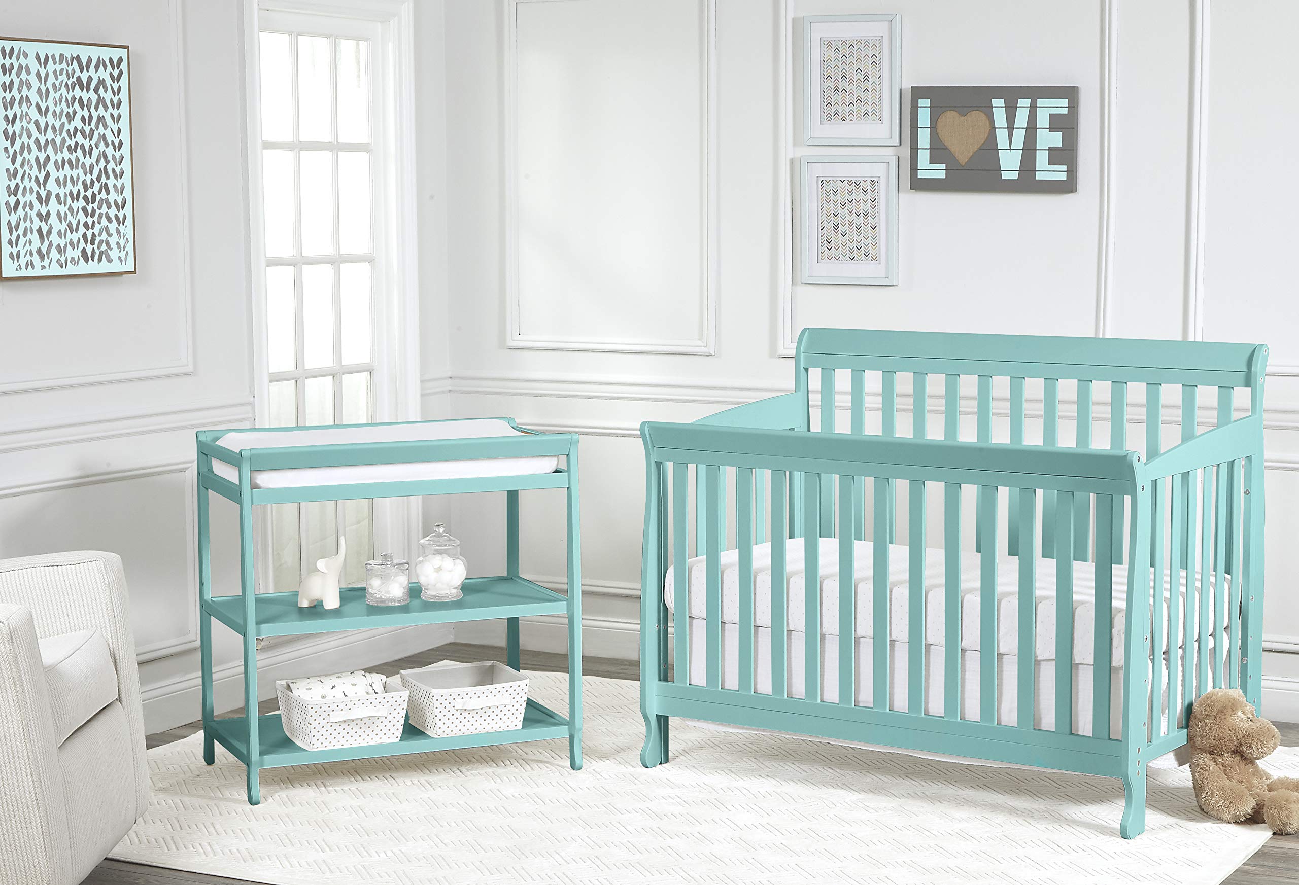 Suite Bebe Riley 4-in-1 Convertible Crib, Sea Turquoise Finish