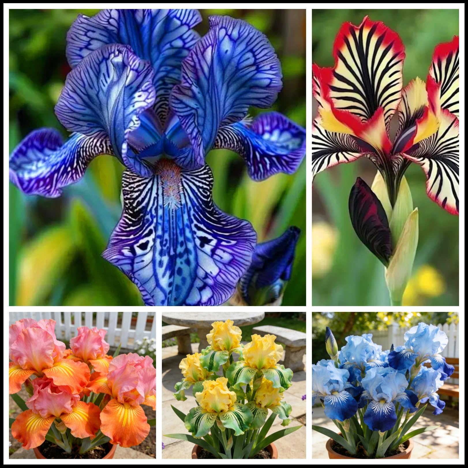 Outdoor Iris Bulbs, Now Available for Planting in the UK, Landscaping Flowers, iris Bulbs, Garden Flowers, Plant Bulbs, Natural and organicg-Hardy Perennial, Excellent Display-4 Bulbs-F