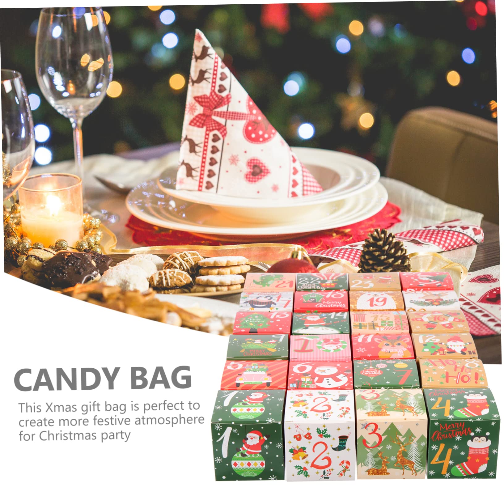 PRETYZOOM 96 Piezas Caja de dulces de cuenta regresiva cajas de de navidad de christmas wrapping paper navideños cajas de galletas dulces tratar