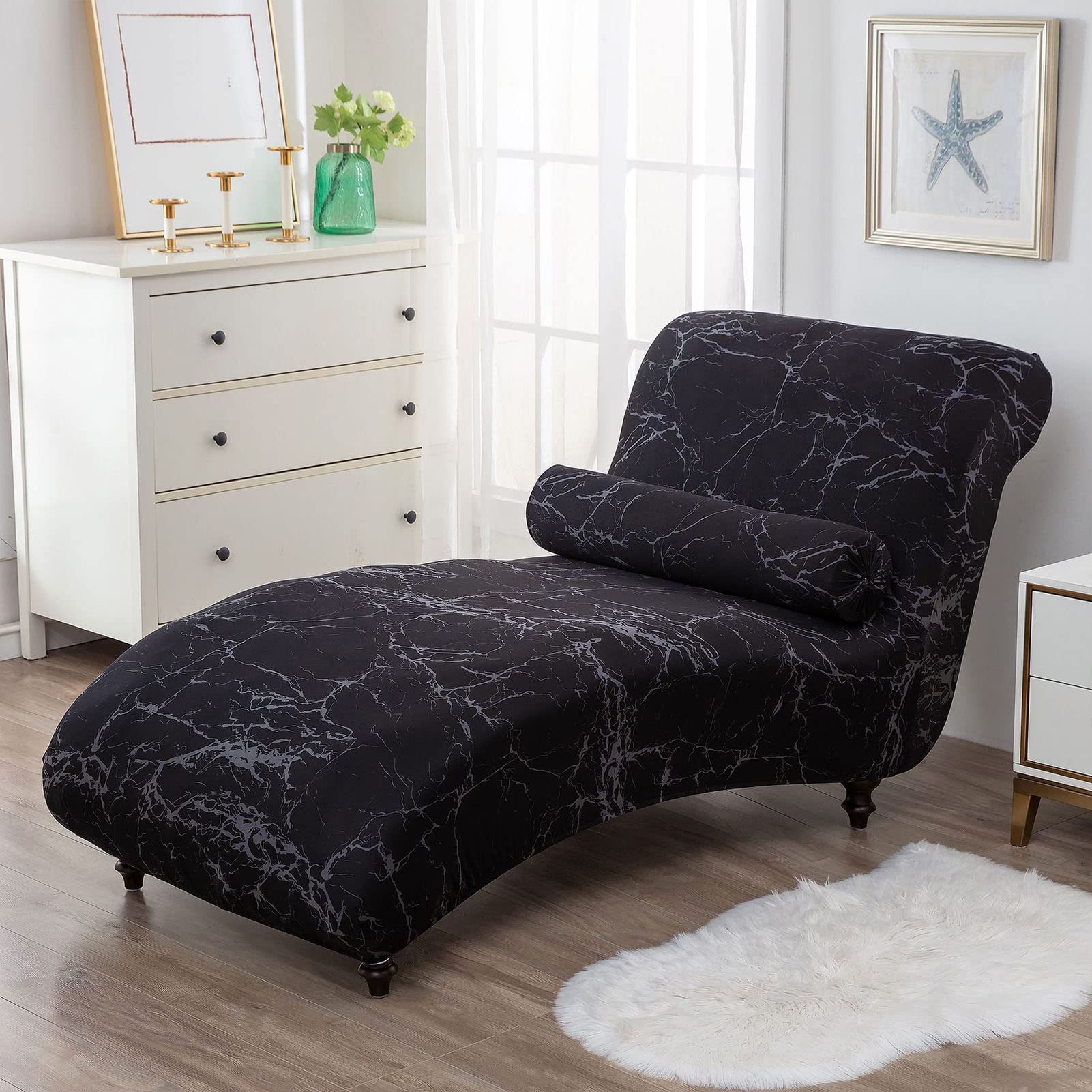 Printed Armless Chaise Lounge Indoor Slipcover