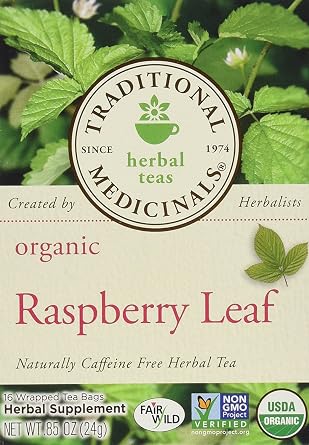 Traditional Medicinals Organic Raspberry Leaf Herbal Tea Caffeine Free, 16 ct. Pack Of 3