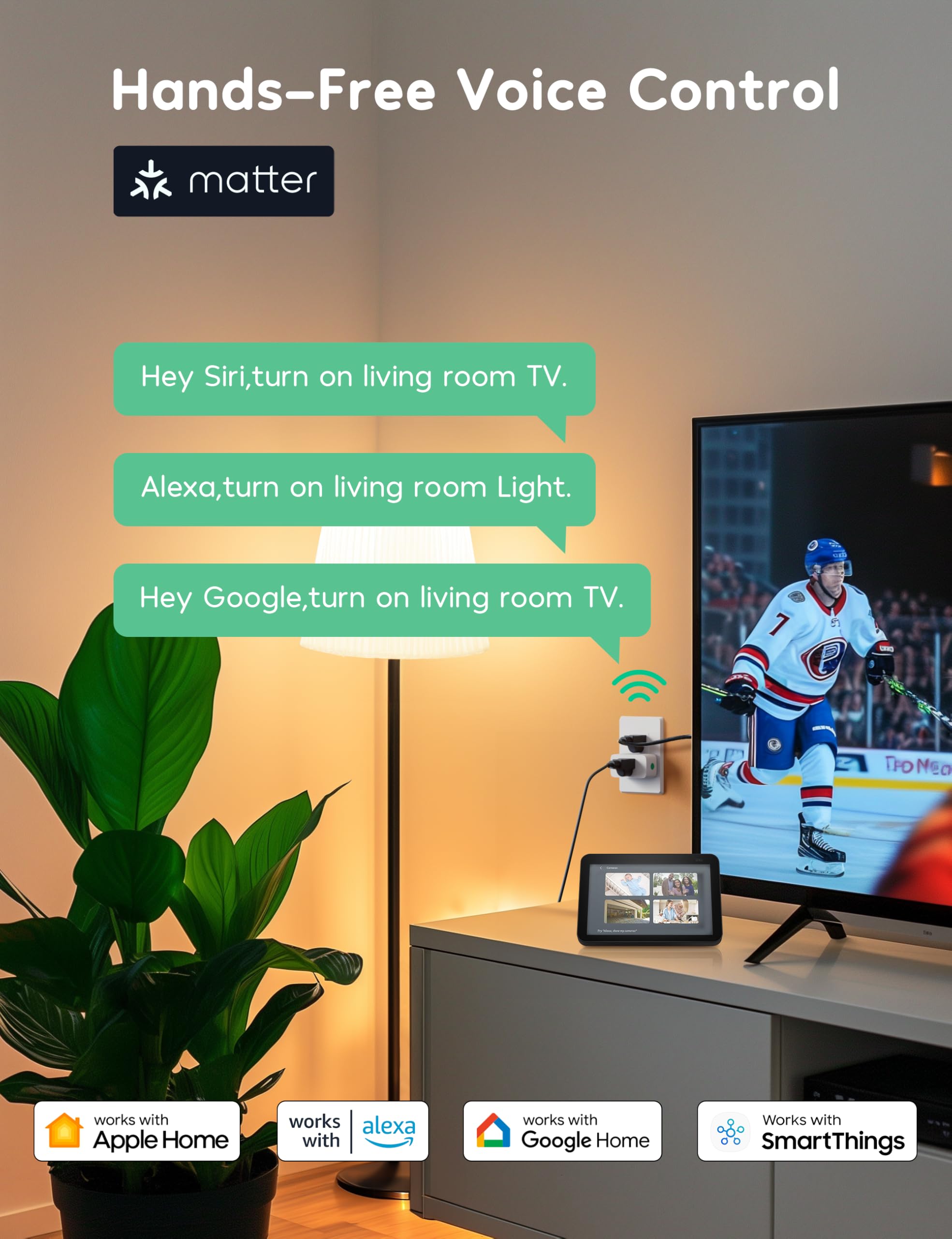 Winees Matter Smart Plug 2 Pack Smart Outlet Work with Alexa Apple Home Google Home SmartThings 15A 1800W — view 6