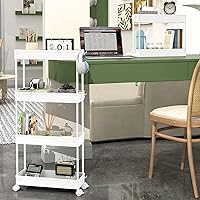 Vista 7 de SPACEKEEPER Slim Rolling Storage Cart 4 Tier Bathroom Organizer Mobile Shelving Unit Utility Cart Tower Rack for Kitchen Laundry Narrow Places