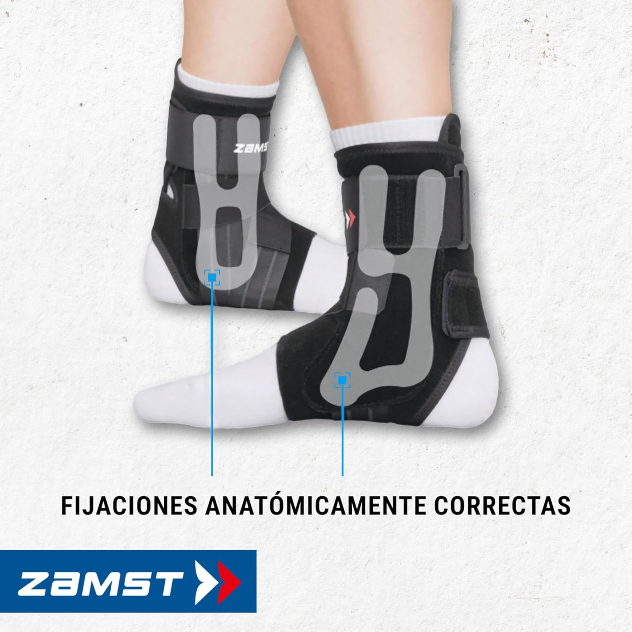 Zamst A1 Tobillera Deportiva - Soporte de Tobillo Deportivo Transpirable para Hombres y Mujeres con Correas Ajustables de Tres Vías para Esguince de Tobillo Lateral Moderado - Derecha, L