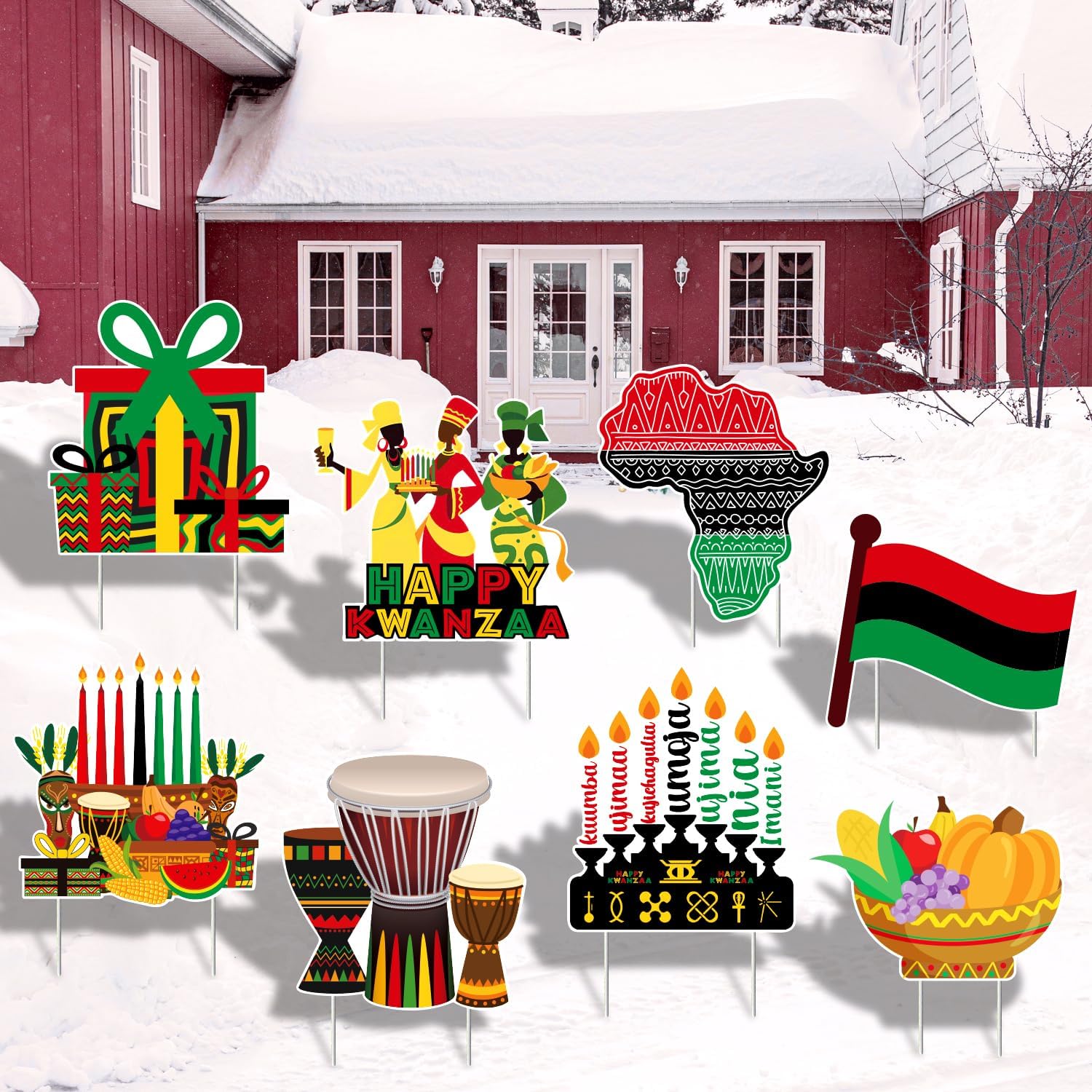 Kwanzaa Decorations Yard Signs, 8 Pcs Kwanzaa Decor for