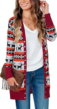 KAY SINN Long Cardigan Sweaters for Women Open Front Snap Button
