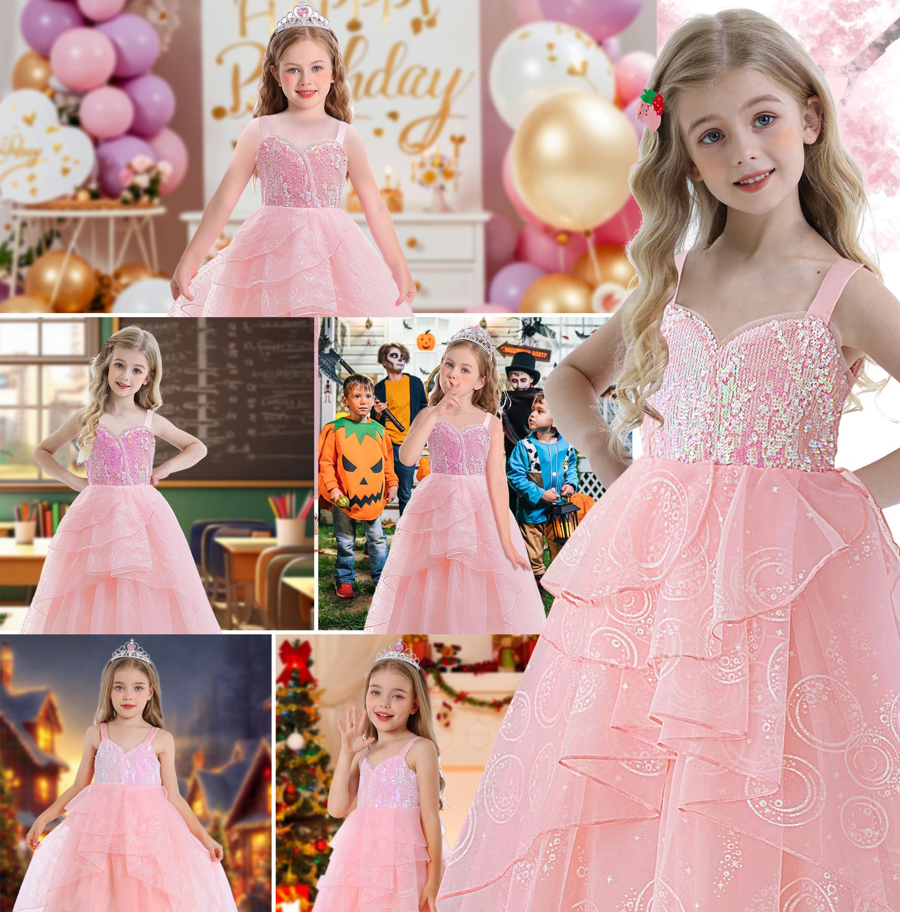Disfraz de bruja para niños, disfraz de princesa rosa para niñas