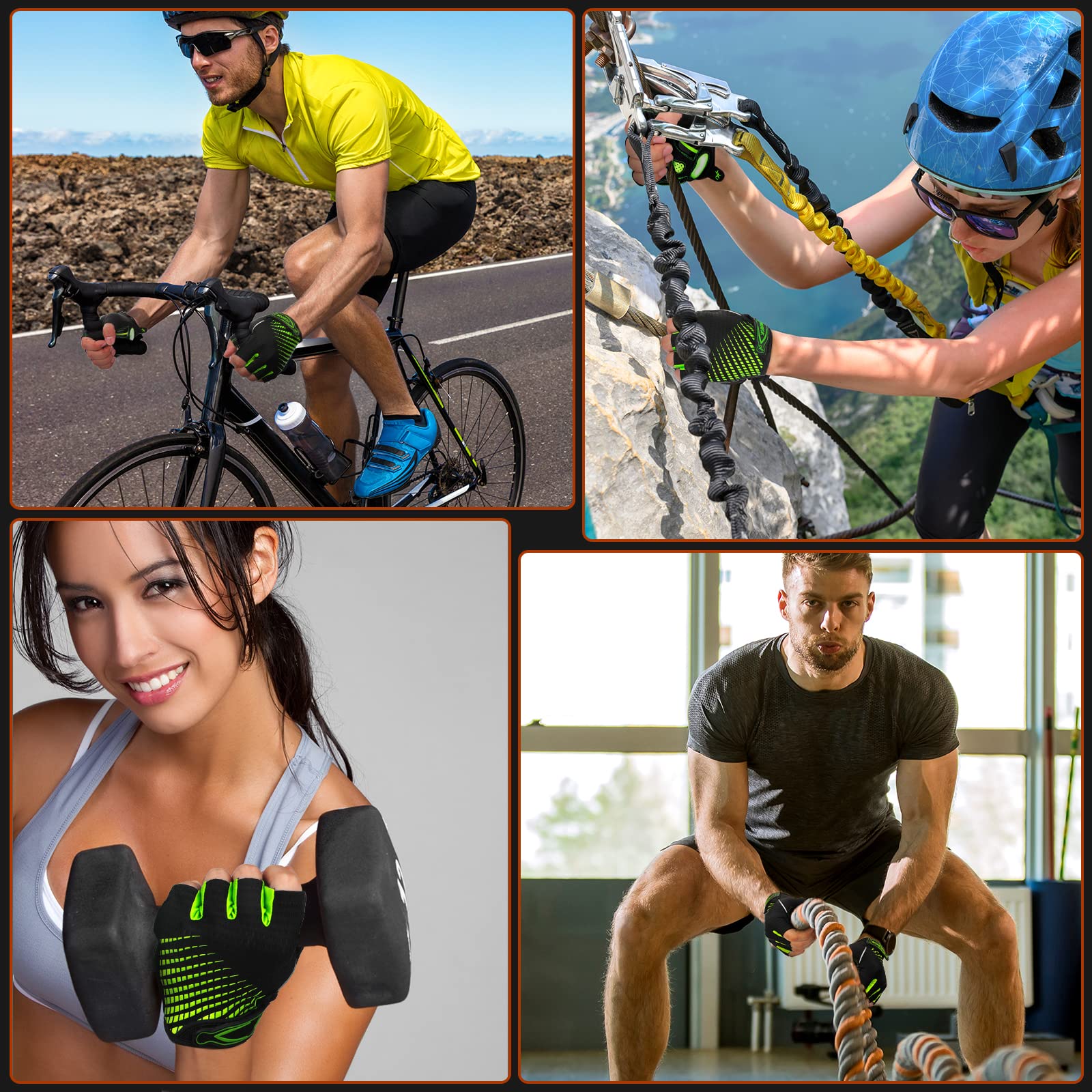 Guantes Bicicleta Montaña,Guantes Ciclismo Verano Medio Dedo para Hombres y Mujeres,Gel a Prueba GolpesTranspirableCómodoAntideslizante Adecuado para MotocicletasBiciMTBGimnasio