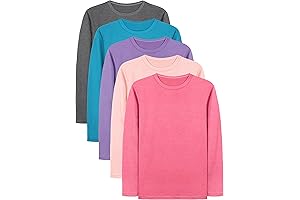 5 Pack Basic Long Sleeve Tees for Girls Size 7-8