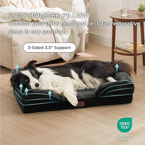 Miniatura 5 de Bedsure Cama ortopédica para perros extragrandes, sofá cama lavable XL para perro, sofá cama grande de espuma de apoyo para mascotas con funda
