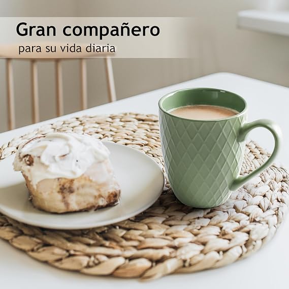 MIAMIO - Coffee Mugs Set of 6 (12 oz) - Palmanova Collection (Green)