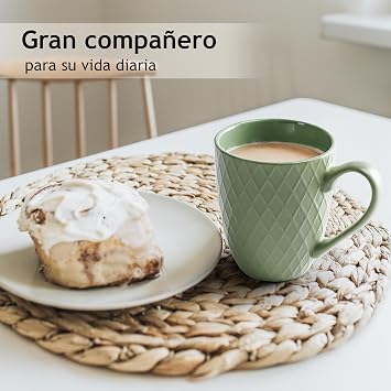MIAMIO - Coffee Mugs Set of 6 (12 oz) - Palmanova Collection (Green)