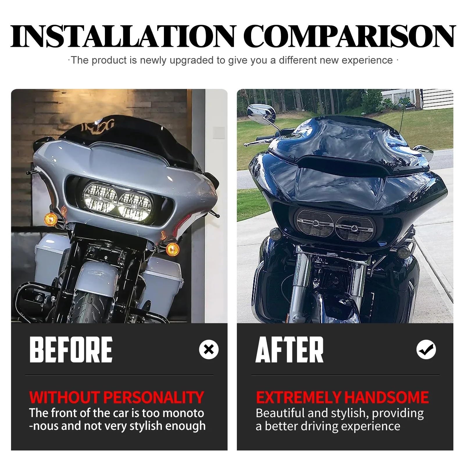 Deflektor motocykla,powietrzadeflektor Osłona owiewki motocyklowej 13'' pasująca do Harley Touring Road Glide Special Ultra CVO FLTRX FLTRK FLTRU 2015-2024(Windshield B)