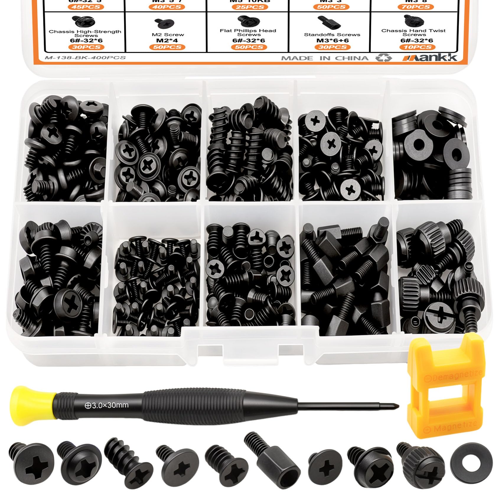 mankk 400PCS PC Screws & Standoffs for Motherboard SSD Fan Case DIY Repair | Mixed computer mounting screws and standoffs for desktop assembly & maintenance
