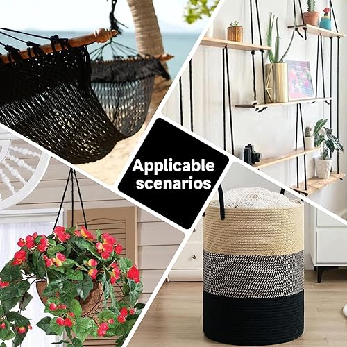 Miniatura 6 de jijAcraft Cuerda de yute de 0.197 in  Cuerda de jardín natural negra de 65 pies, cuerda de cáñamo resistente de 3 capas para obras de arte,