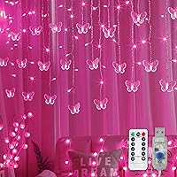 Vista 10 de Decorman Luces de Cortina de Mariposas, 4.9 pies, 48 Luces de Hadas LED USB para Ventana, 10 Mariposas, 8 Modos, Luces de Cadena con Parpadeo
