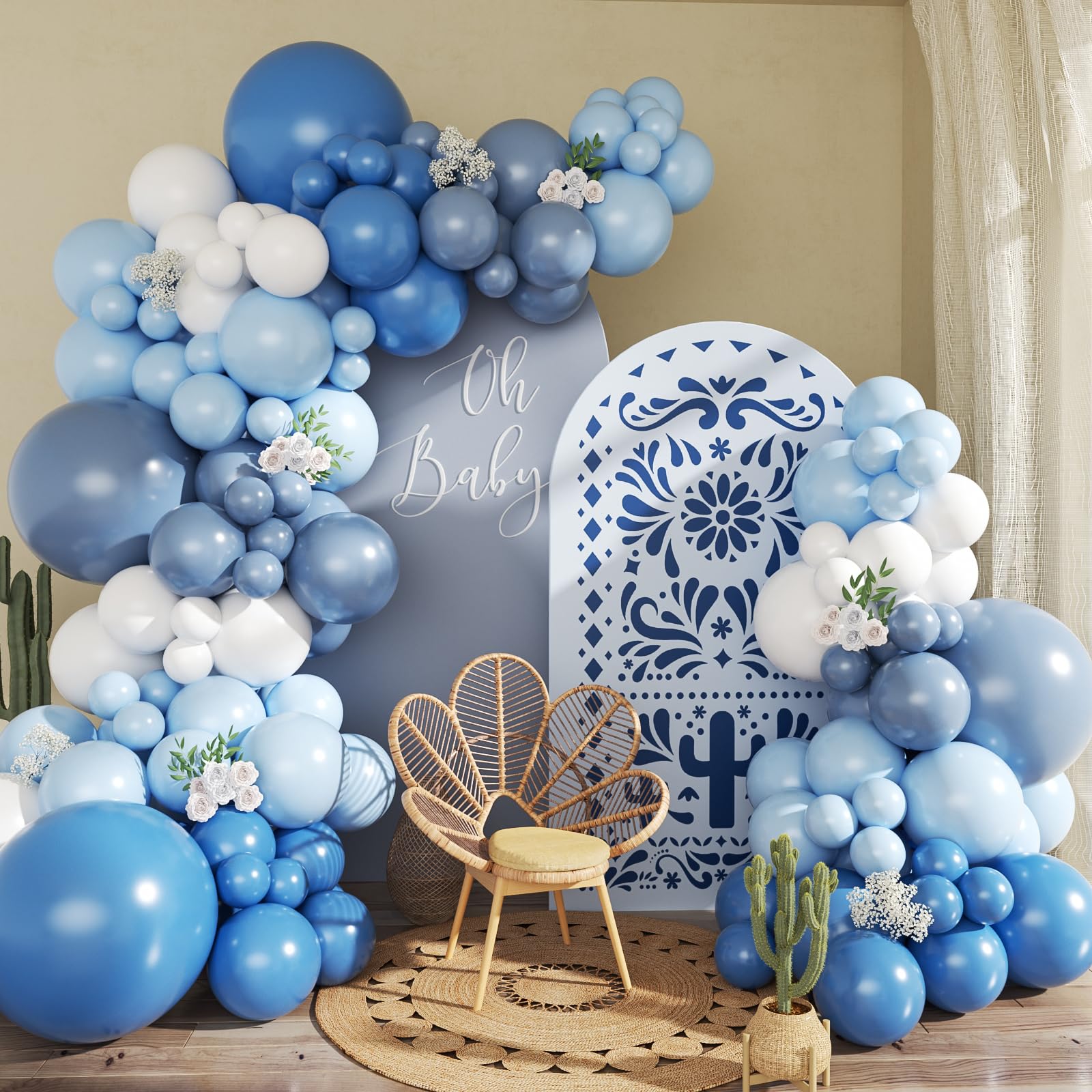 Photo 1 of CROSSFINGERS Dusty Blue Balloon Arch Kit, 145pcs