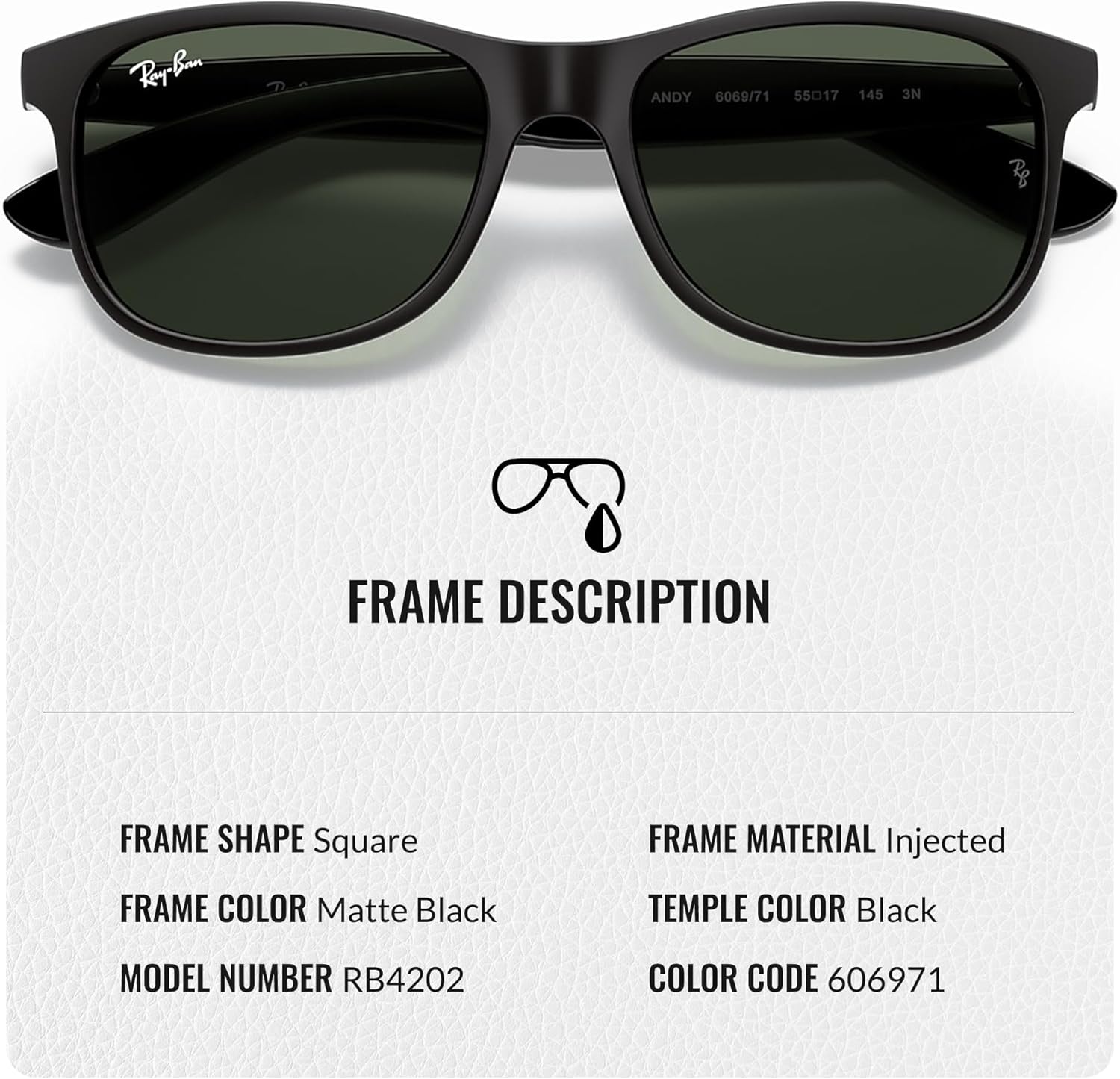 Ray-Ban RB4202 ANDY Square Shaped Sunglasses for Men & Women with Official RAYBAN Eyewear Kit - Image 3