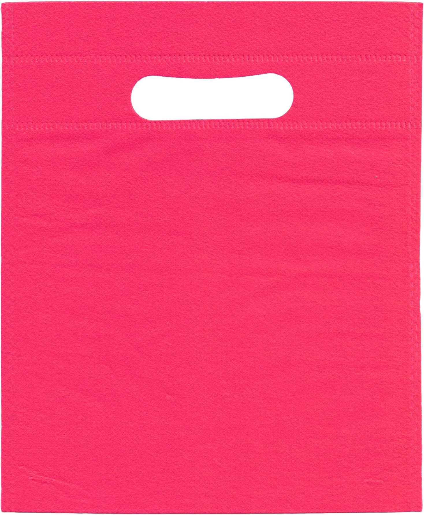 200 pieces Pink 8" by 10" Inches Non-woven Bags Party Bags Gift Bags With Handle Environmentally friendly - Pink Colour