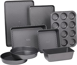 TEXPRO 8 Piece Nonstick Metal Bakeware Set, High-Performance & Dishwasher Safe,Silver