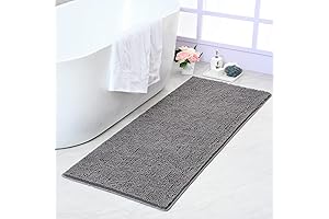 Noahas 24"x60" Grey Long Bathroom Runner Rug