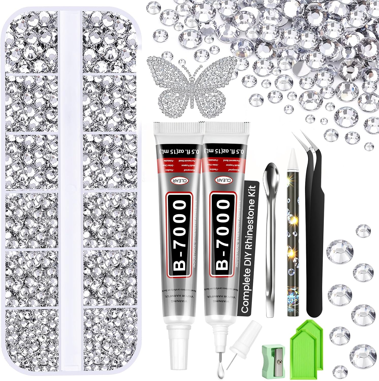 INSOIA Silver Bedazzling Kit, Rhinestone Craft Set with Flatback Gems