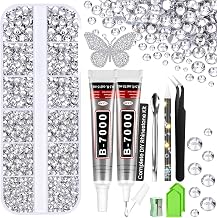INSOIA Silver Bedazzling Kit, Rhinestone Craft Set with Flatback Gems | 6100 flatback resin rhinestones in 2mm-5mm sizes with B7000 glue and essential tools for DIY decoration