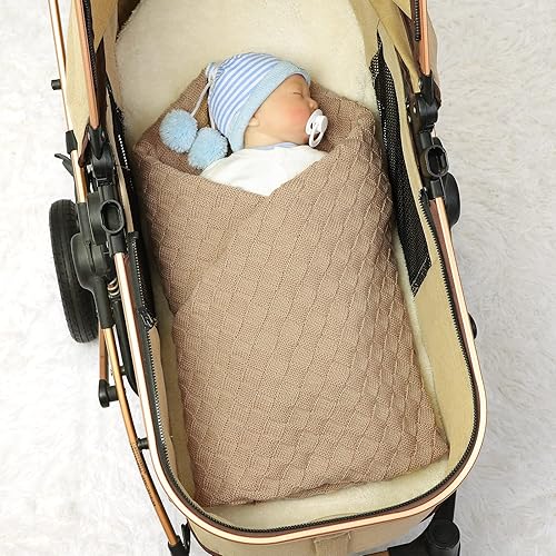 Miniatura 26 de LAWKUL Mantas de bebé para niños, manta de punto trenzado, manta de bebé para niña, suave y aireada para recién nacidos, para recién nacido