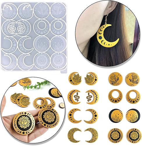 Miniatura 4 de Moldes de fundición de resina para joyas, aretes de gota de agua, moldes de resina de silicona para joyería