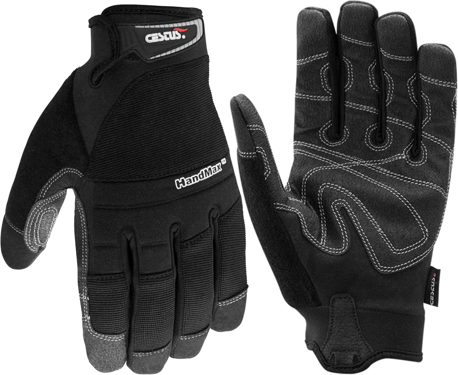 Cestus 6061, Black Work Gloves, Coarse Grit Palm (1,3,10,50 Pairs)