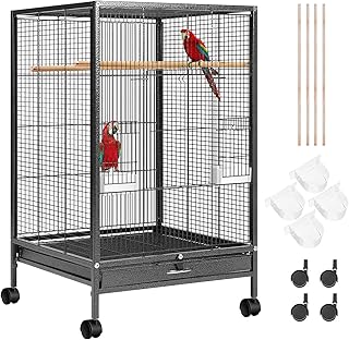 Bird Cage 62 X43 X 95CM Large Guinea Pet Birds Parrot Wrought Iron Birdcage with Top and Slide-Out Removable Tray+Rolling ...