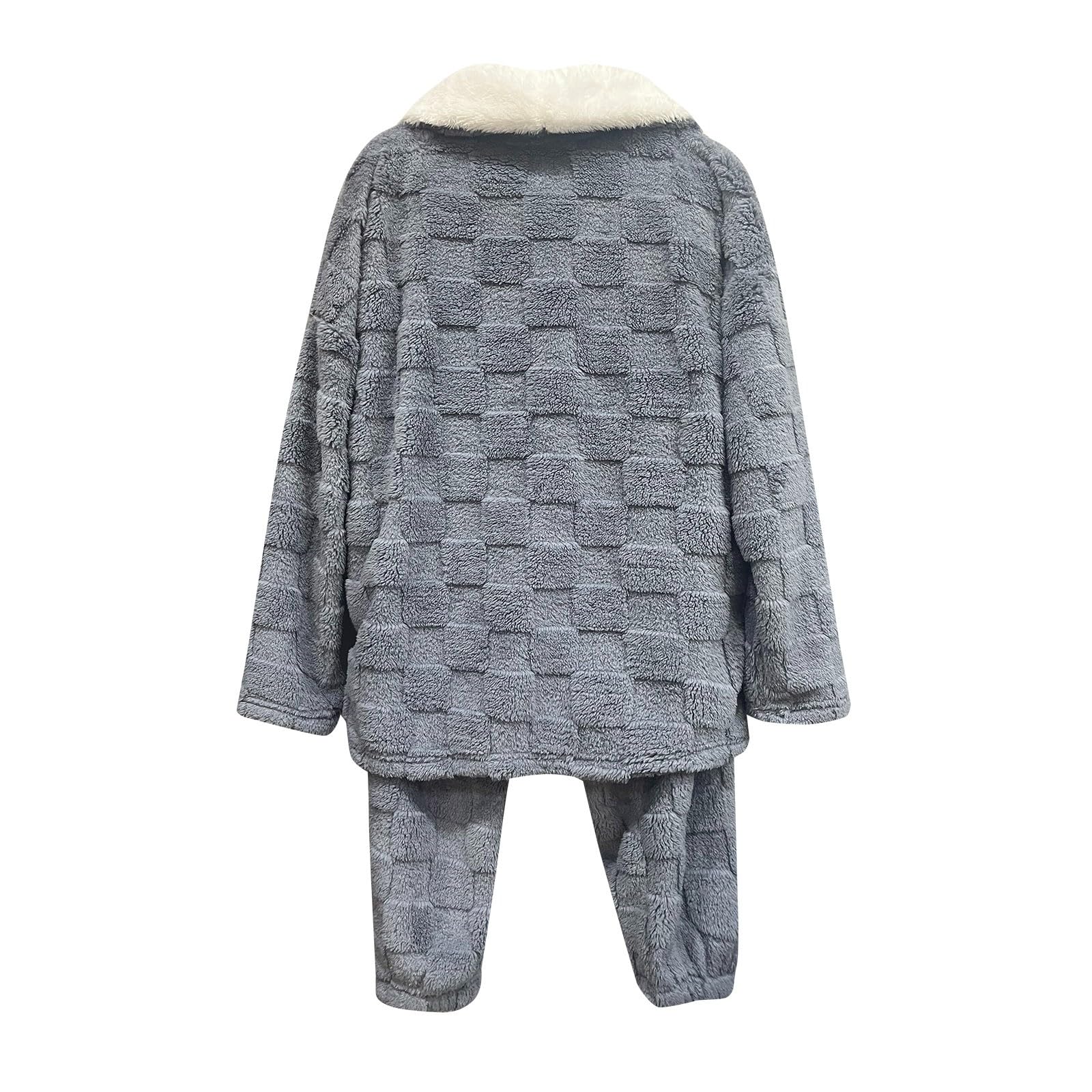 Pijama largo para mujer, mullido, mullido, pantalones de pijama, conjunto de ropa de dormir, con botones, cuello de camisa, traje de ocio, ropa de noche, camiseta ligera de manga larga,