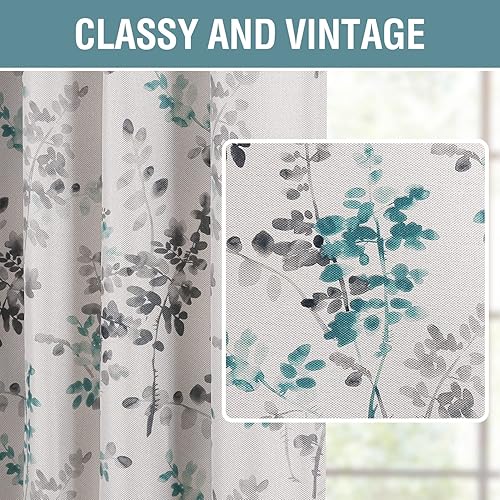 Miniatura 5 de H.VERSAILTEX Cortinas opacas de lino de 63 pulgadas de largo con aislamiento térmico para oscurecer la habitación, cortinas de lino con textura de