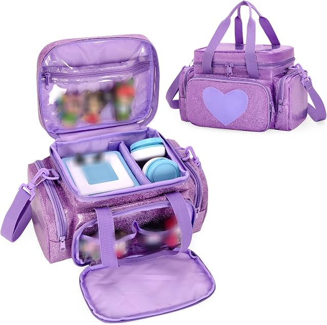 LoDrid Carrying Case Compatible with Tonie, Storage Bag Organizer for Audio Player Set and Accessories with Handle and Shoulder Strap, Purple, Bag Only (Patented Design)