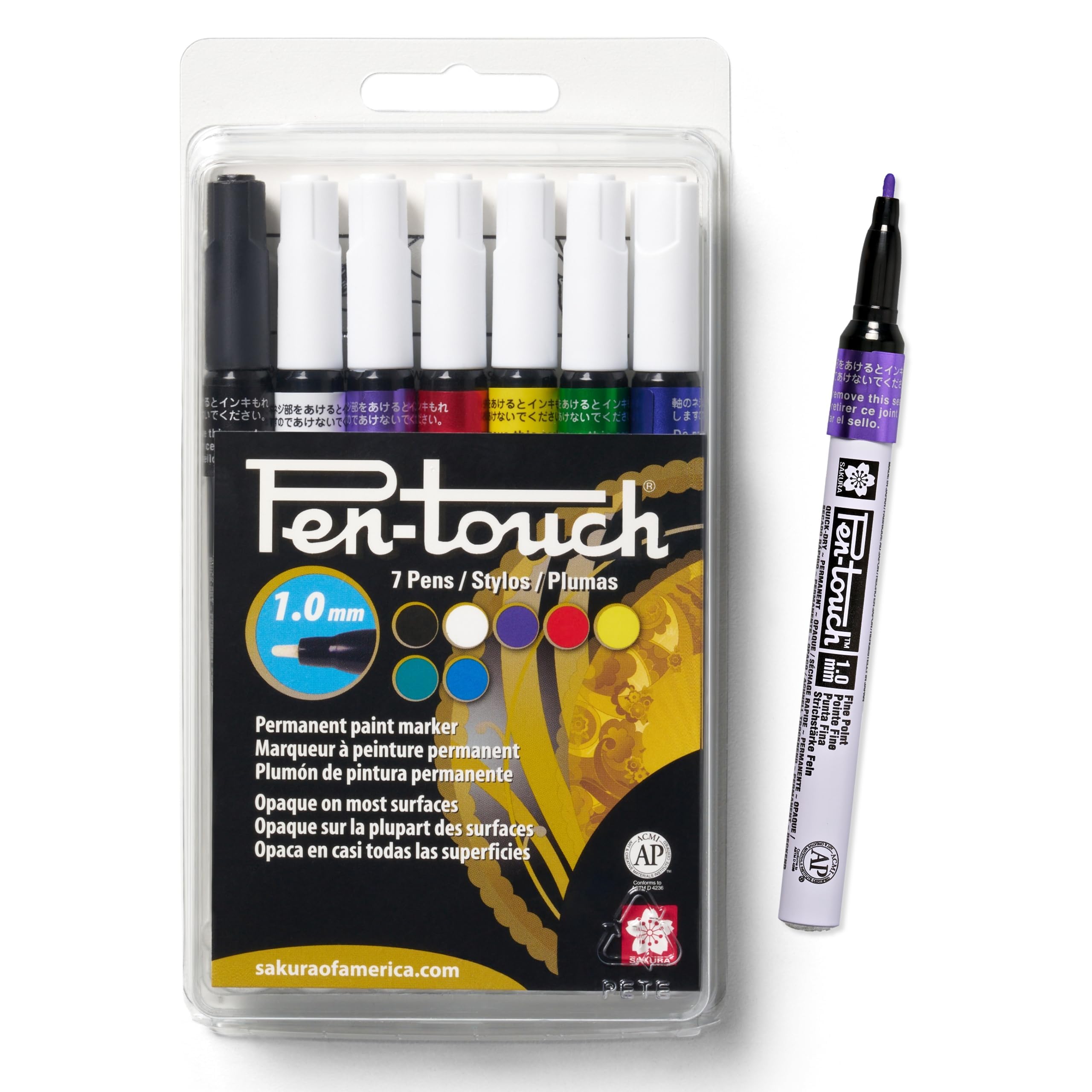 Amazon.com: SAKURA 42392 7-Piece Fine Pentouch Paint Marker, 1.0mm