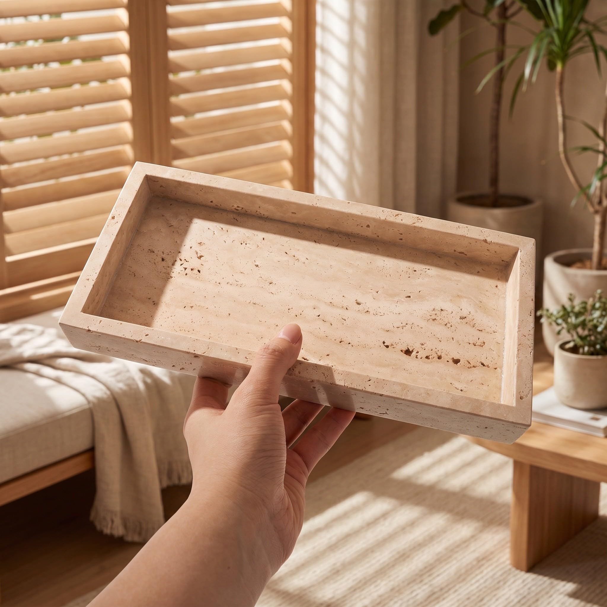 EXCEART Vassoio Marmo Rettangolare 9,8x4,7 Pollici per Bagno e Cucina