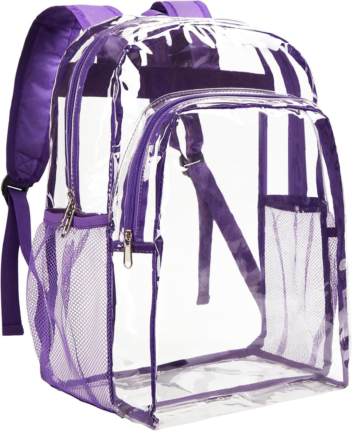 Vorspack Clear Backpack Heavy Duty - Clear Backpacks for School Transparent Bookbag for Girls Boys Large See Through Bag for Work, College, Concert - Purple