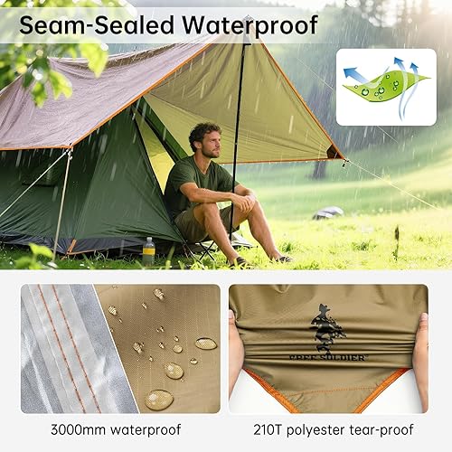 Miniatura 3 de FREE SOLDIER Lona portátil impermeable multifuncional para acampar al aire libre, toldo de viaje, lona para mochileros, lona de lluvia (marrón