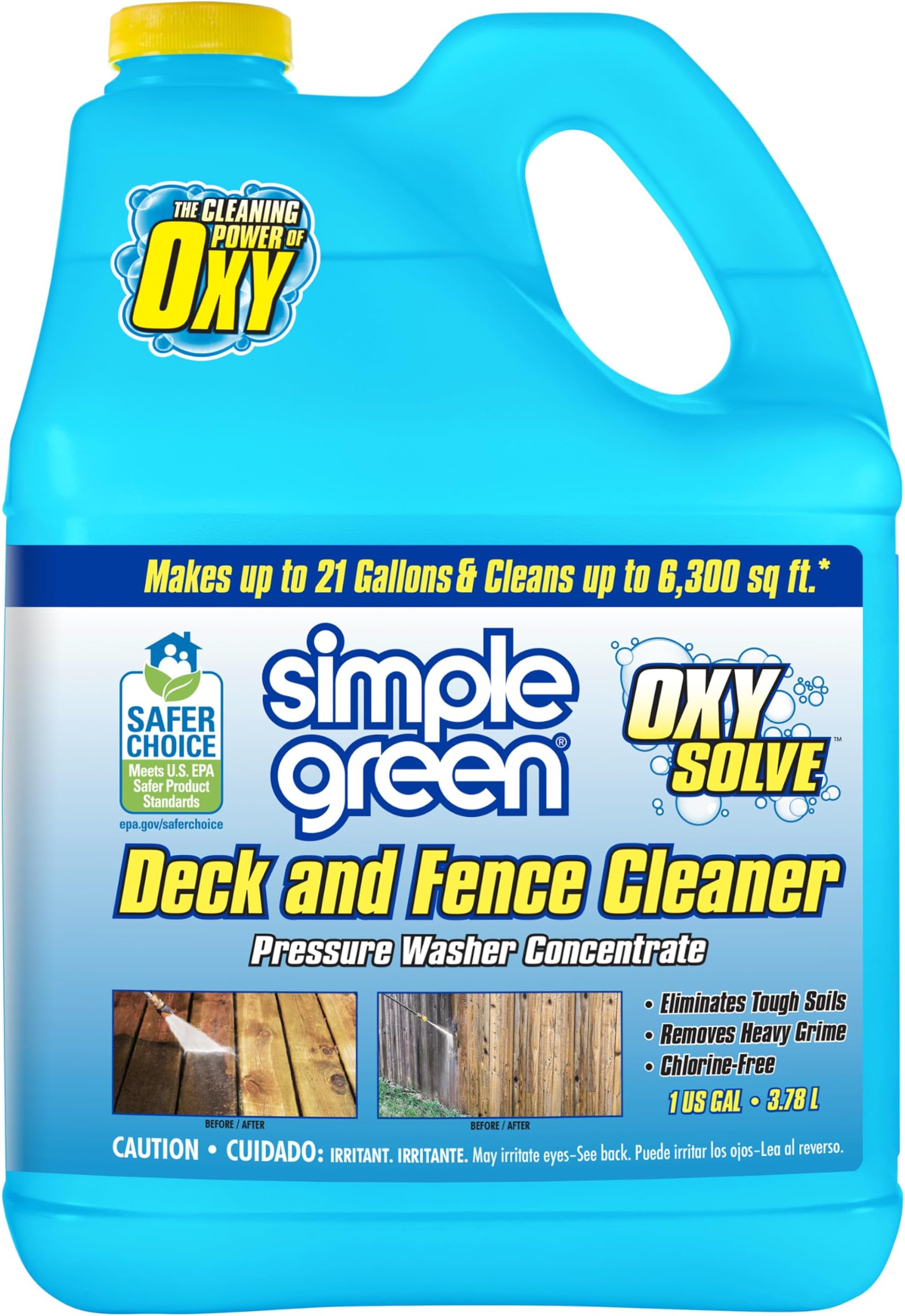 Oxy Solve Deck and Fence Pressure Washer Cleaner, Colorless to Pale Straw, Unscented, 128 Fl Oz (Packaging May Vary)