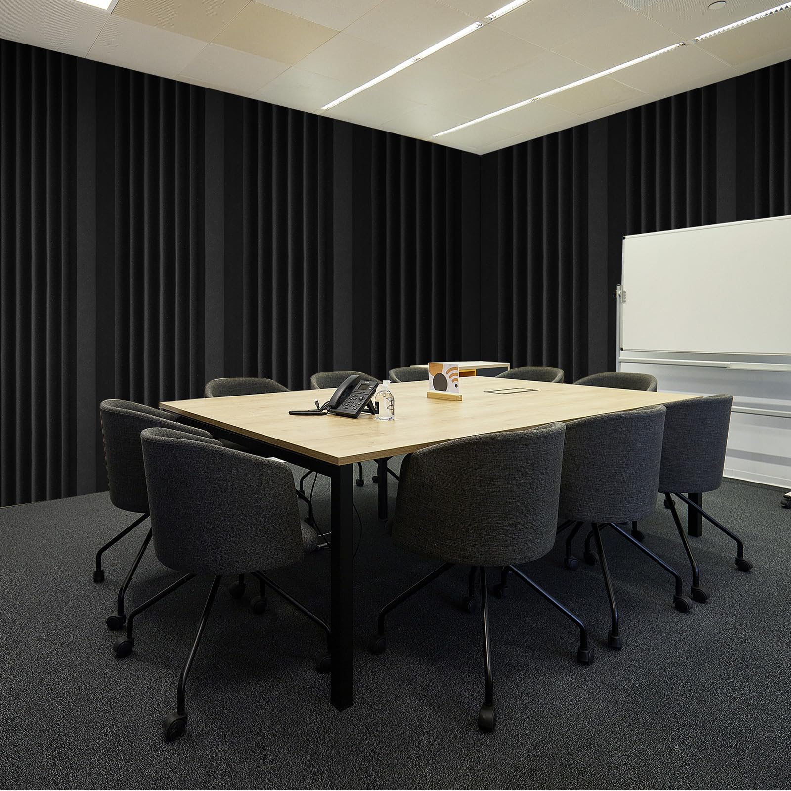 VEVOR Pannelli Acustici in Schiuma, 4 Pezzi 420 x 160 x 300 mm, Pannelli Acustici Adesivi ad Alta Densità, Pannello Acustico, Pannello Fonoassorbente per Pareti e Soffitti di Studi, Nero